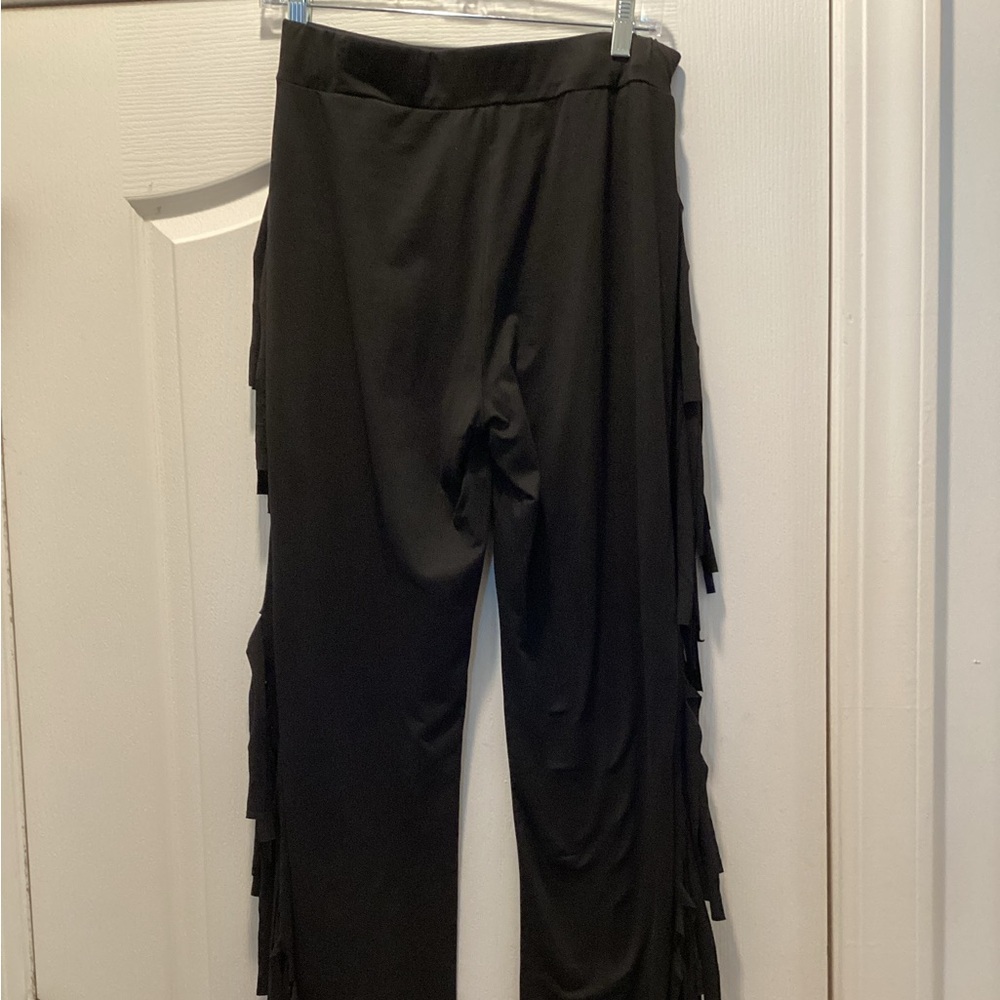 Black Fringe / Tassel Skinny Leg Pants